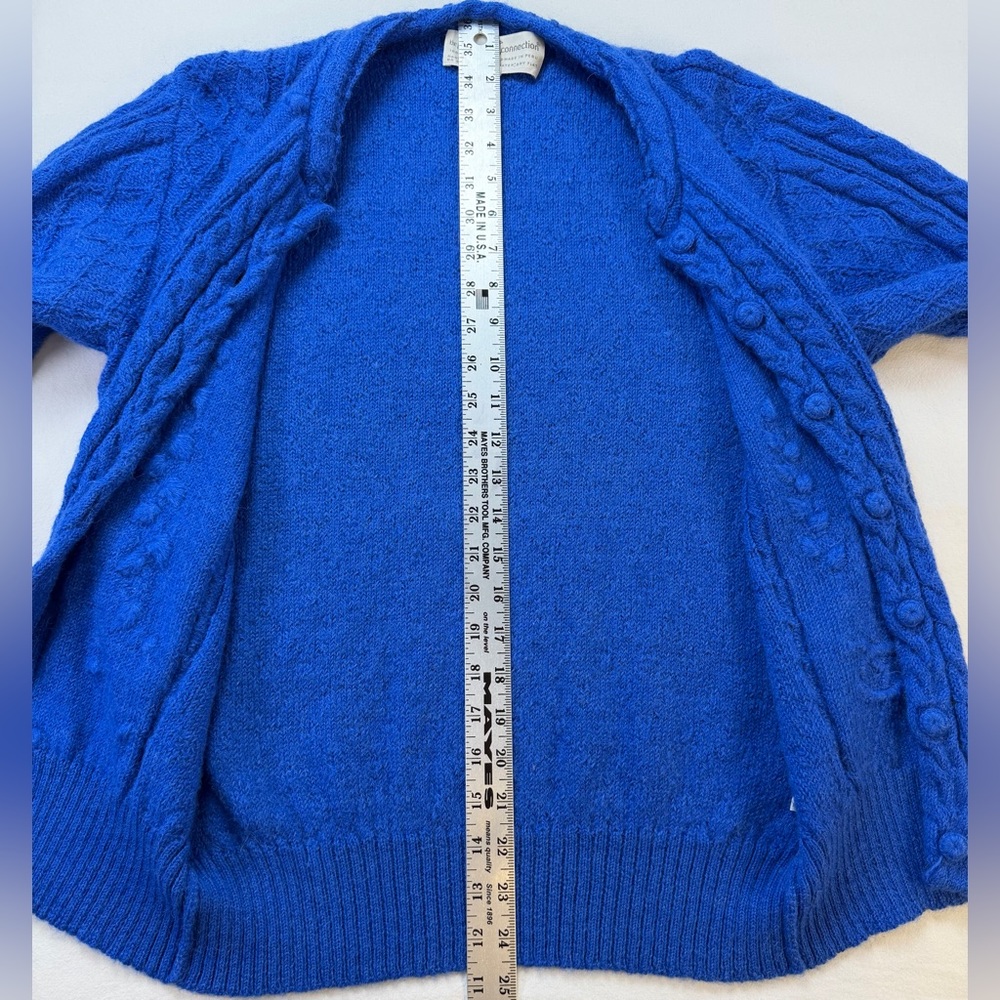 Peruvian Connection 100% Alpaca Cable Knit Cardigan Sweater - Blue Size Small - Picture 10 of 13